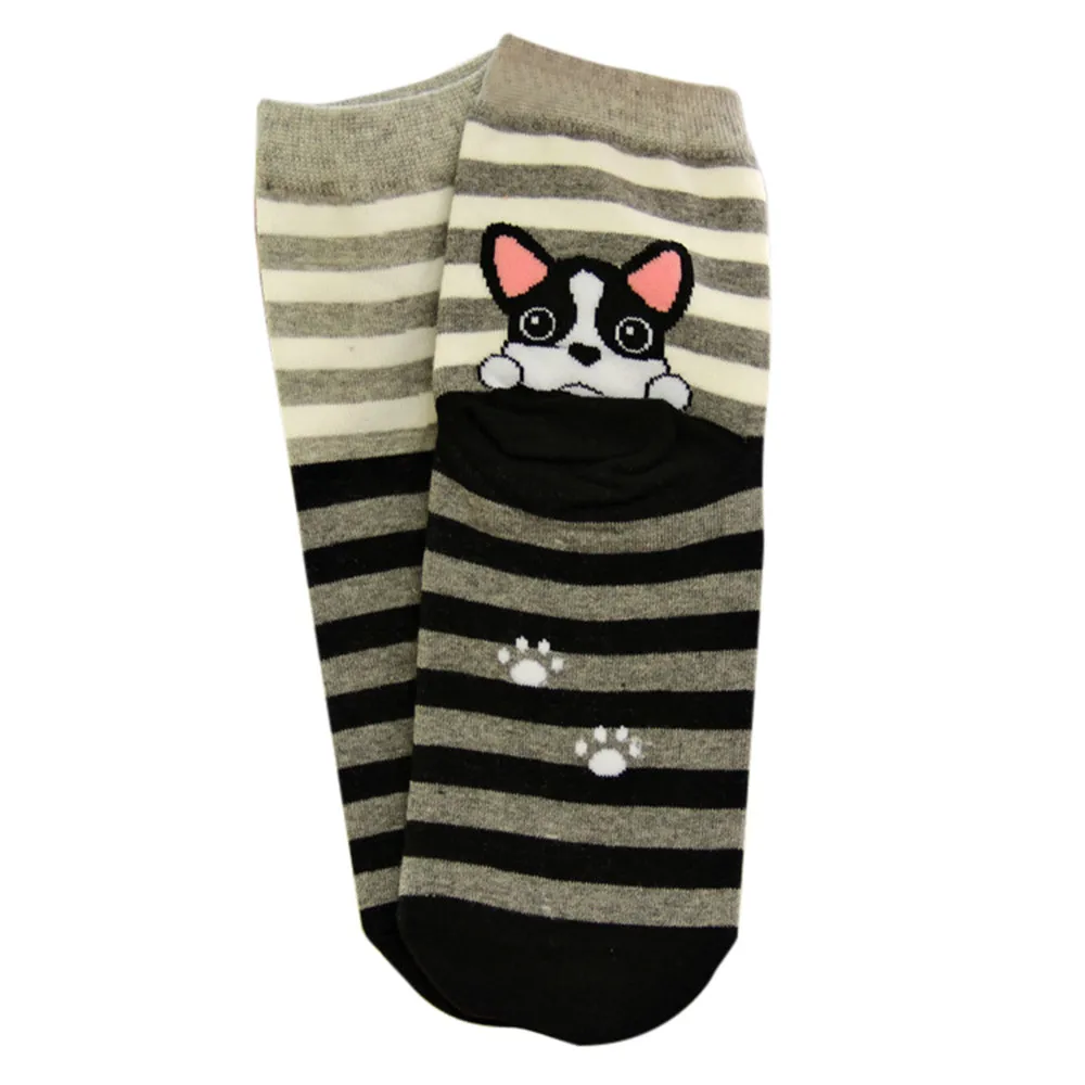 Dark Gray Повседневные носки унисекс с рисунком кота из мультфильма; хлопковые носки; L0801 - Цвет: Dark Gray