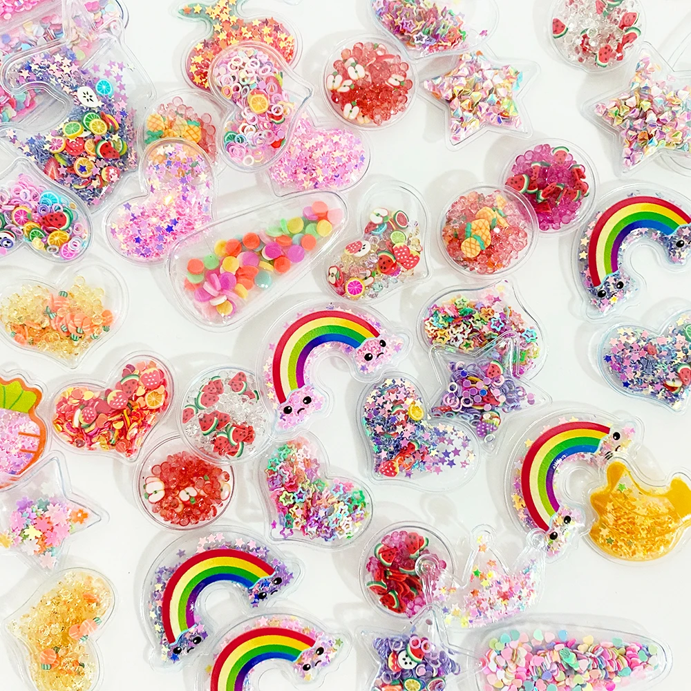 Random Sell Fruit Christmas Acrylic Shakers Quicksand 3D Resin Bead For Phone Case Decoration,DIY Hair Bow Decor,1Yc11361