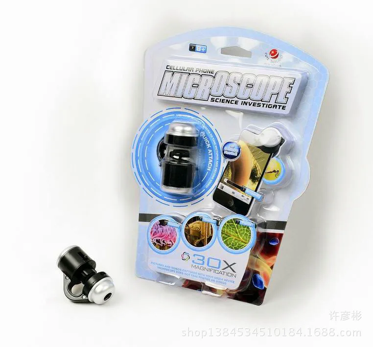 

New Style Universal Handphone Clip-on Microscope with LED Light 30 Times Amplifier Phone Magnifier Microscope