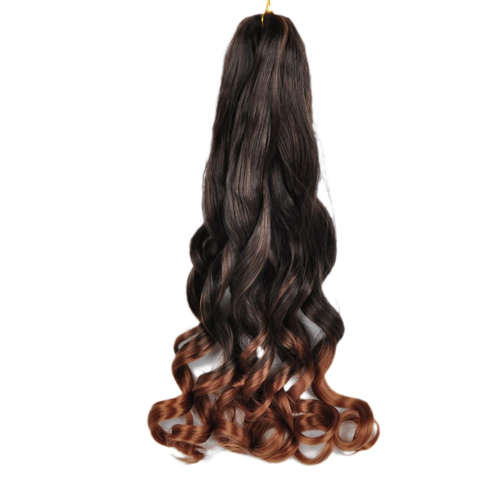 Synthetic 26 Inches Loose Wave Crochet Braids Hair Ombre Spiral Curls Pre Stretched Braiding Hair Extensions For Black Woman