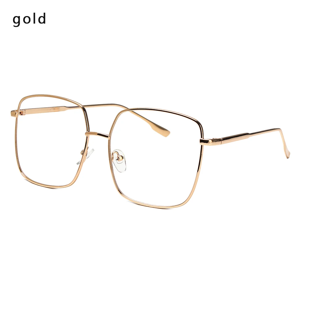 Корейские модные квадратные женские очки прозрачные новые негабаритные очки оправы прозрачные очки поддельные очки - Цвет оправы: gold