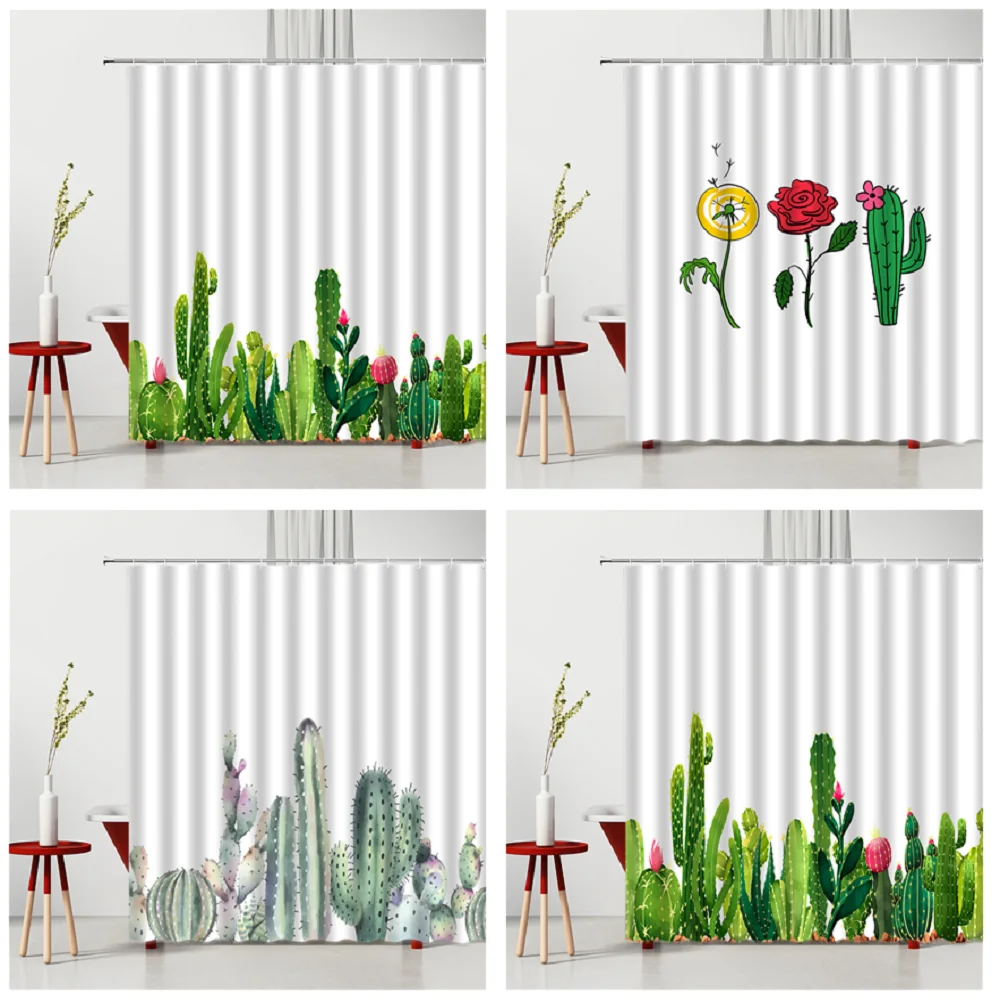 

Пустынные растения мультфильм Кактус творческий набор занавески для душа аксессуары для ванной товары для дома водонепроницаемая ткань из полиэстера