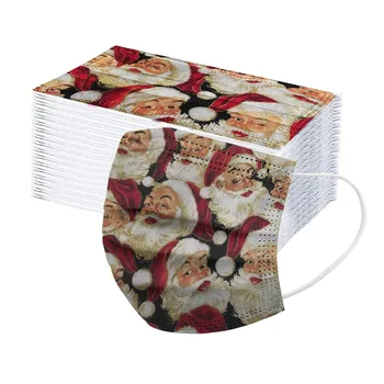 

10/30/50PC Christmas Disposable Face Mask For Children Non-Woven Protection Mouth Mask Breathable 3 Layers Thicken Printed Mask