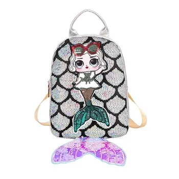 

Girls Fashion Sequins Mermaid Backpack Ladies Leather Large Capacity Bag Girls Book Bag Satchel School Bag for Teenager Student