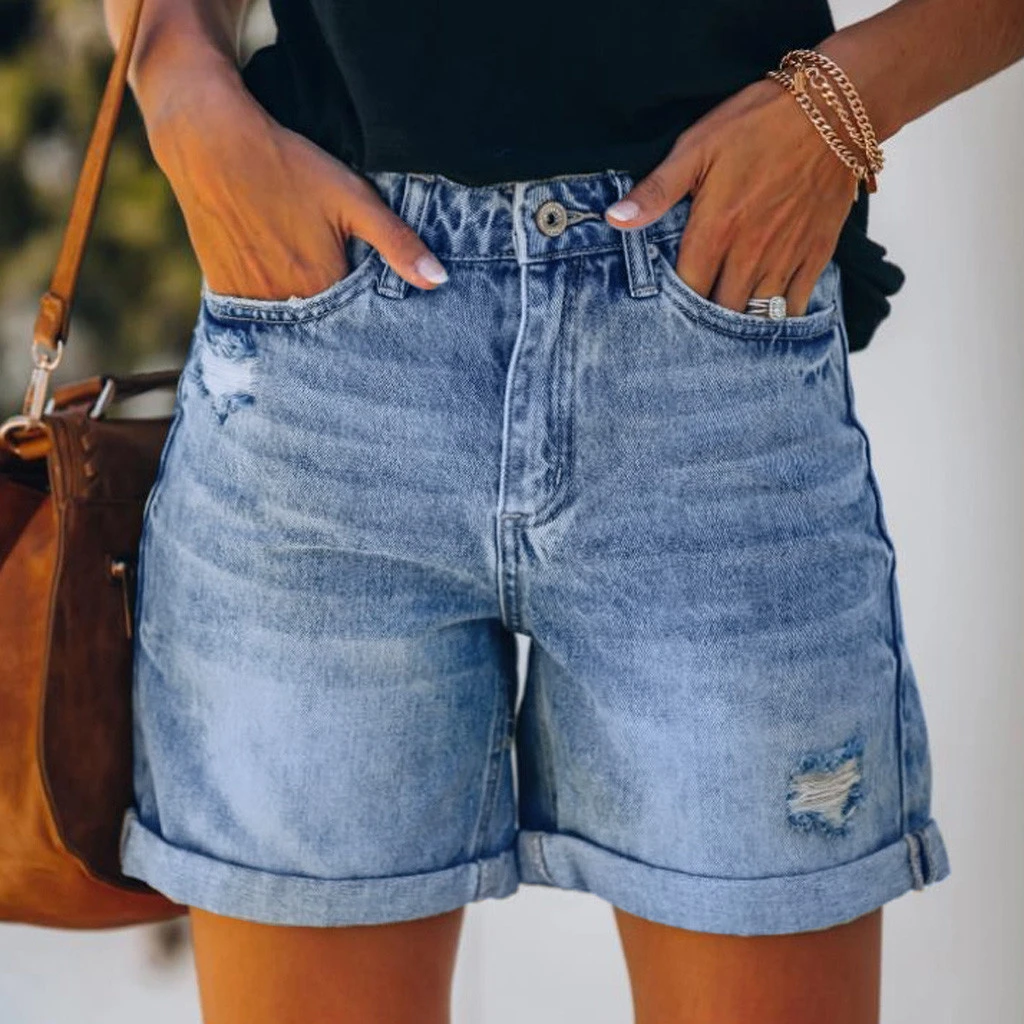 ladies short denim shorts