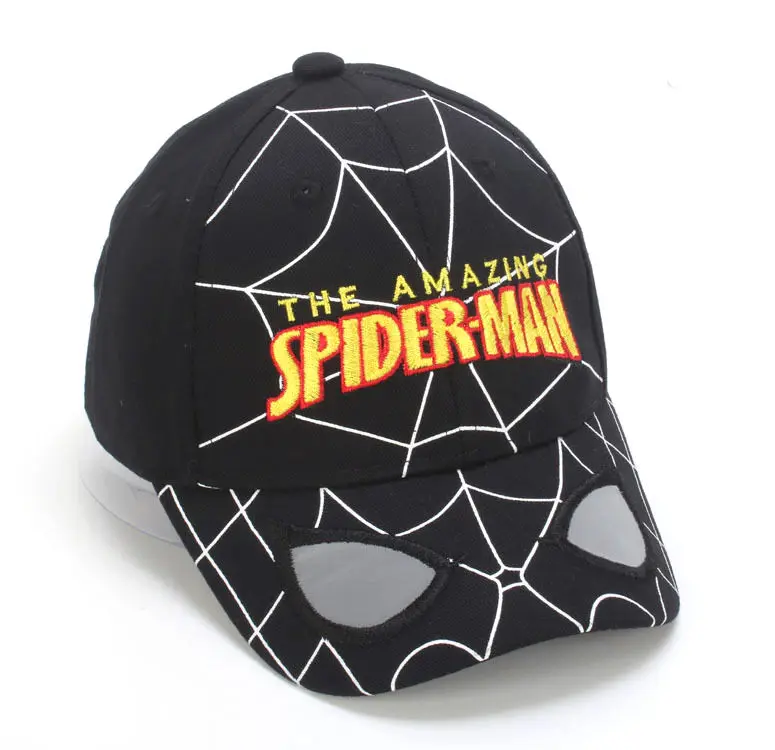 Black Кепка Человека-паука, хлопковая детская бейсболка с рисунком, SPIDER-MAN шапки для маленьких мальчиков и девочек, детская хип-хоп кепка, детская бейсболка - Цвет: Black
