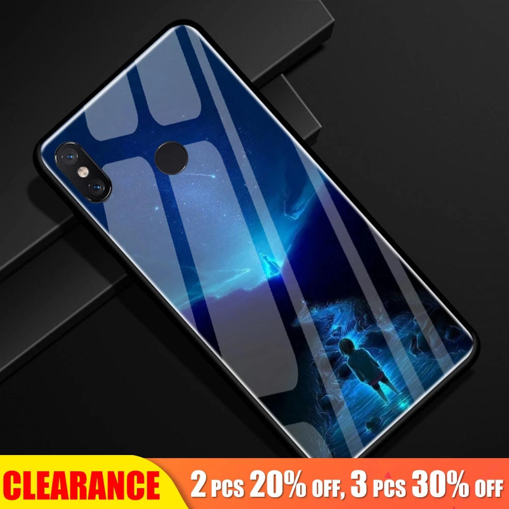 

[Clearance] For Redmi Note 5 Pro Case Tempered Glass Cover Luxury Pattern Armor Shockproof TPU+Glass Case For Redmi Note 5 Cover