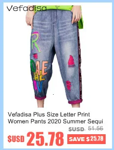 Vefadisa 6 Style Women Holes Wide Leg Pants 2020 Summer Women High Waist Straight Pants Female Plus Size Slim Pants ZQY242B