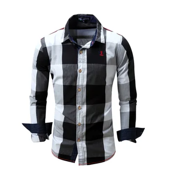 

2020 Spring and Summer New Men's Casual Cotton Plus Size Plaid Printing Long Sleeve Shirts Men Shirts Man Shirts Man's Shirts