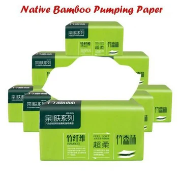 

210 Sheets Per Pack 4 Layers Native Bamboo Pulp Natural Color Convenient Pumping Paper Household Napkin Soft Toilet Paper