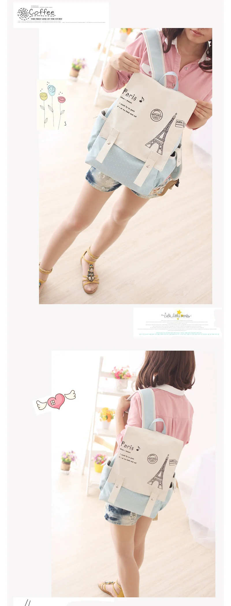 Korea Style Women Canvas Backpack School bag For Girls Ladies Teenagers Casual Travel bags Schoolbag Backpack