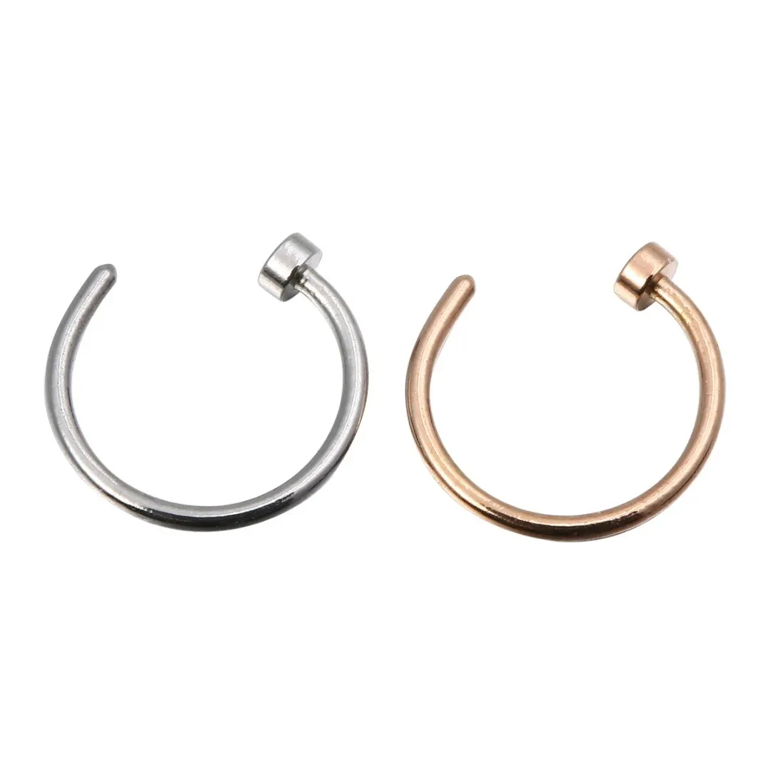 10pc Surgical Steel Round Top Fake Nose Stud Ring Stud Hoop Tragus Simple Punk Body Piercing Jewelry Shellhard femme bijoux