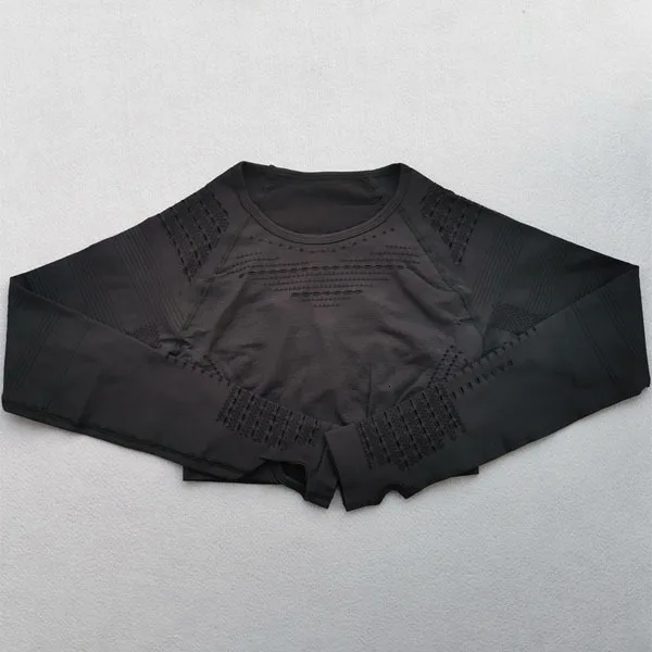 BlAck Top BOUSSAC, 2 шт./набор, Омбре, бесшовный, женский спортивный костюм, одежда для спортзала, тренировки, длинный рукав, фитнес, укороченный топ, резинки, ягодицы, леггинсы, комплект для йоги - Цвет: BlAck Top