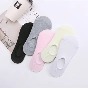 

5 Pairs Summer Cartoon Cotton Thin Women Casual solid colour ankle no show Funny Happy Sock For Female Girls Boat Socks