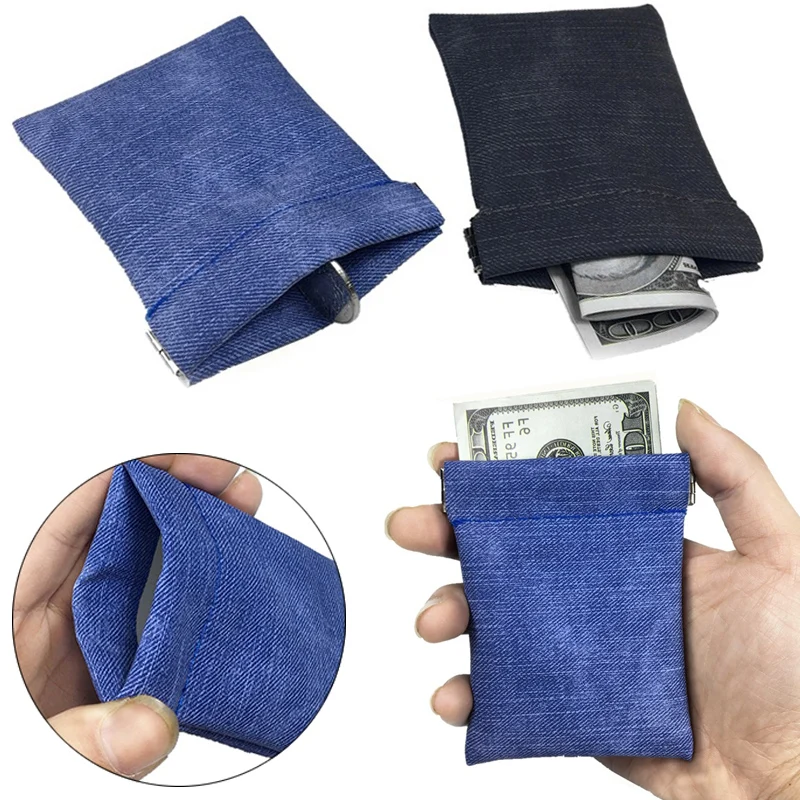 

Fashion Small Mini men Coin Purse Imitation denim Short coin Wallet Money solid Key Business Bag Gift purse for little things