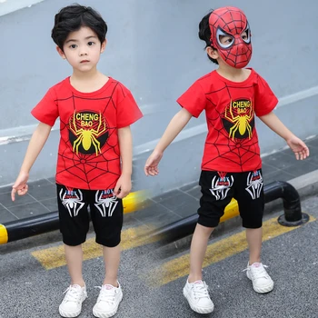 

Toddler Boys Clothes Set 2020 Summer New Children Spiderman T-Shirts Shorts Mask 3PCS Suit Kids Clothes Baby Boys Sport Suits