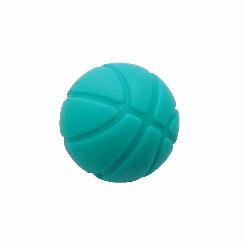 Sky Blue Chenkai 100 шт силиконовый Детский Баскетбол Прорезыватель бусины круглой формы BPA бесплатно DIY детское ожерелье соска цепи аксессуары - Цвет: Sky Blue