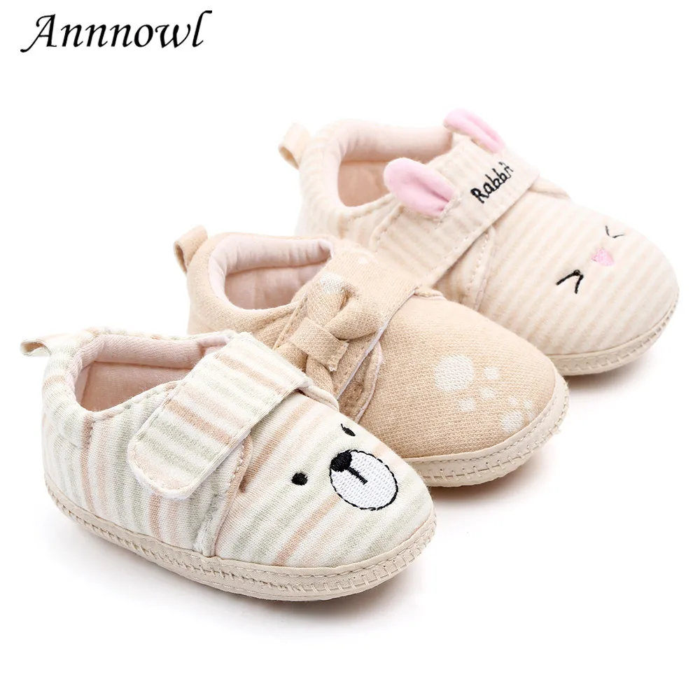 Annnowl Baby Slippers Non Slip Soft Rubber Sole Cartoon Crib Shoes