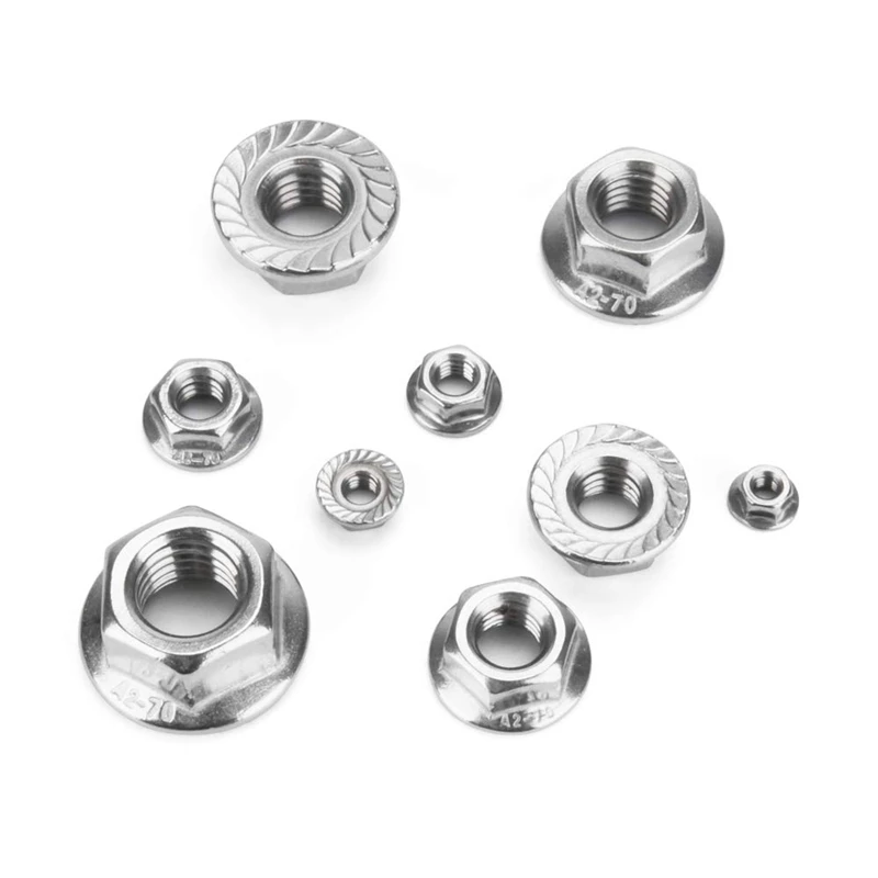 Горячая XD-140Pcs M3 M4 m5 m6 m8 m10 m12 шестигранные фланцевые гайки Ассортимент Набор-304 нержавеющая сталь