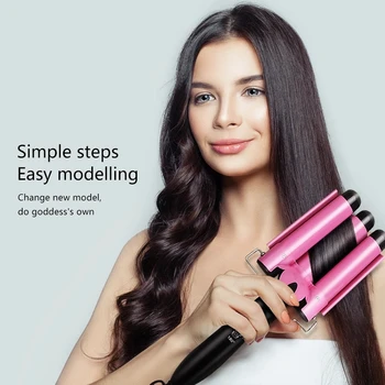 買取 髪ヘアアイロンプロフェッショナルトリプルバレルセラミックヘアカーラー厚板トング髪コルゲーション波スタイリングツール卵ロールスタイラー
