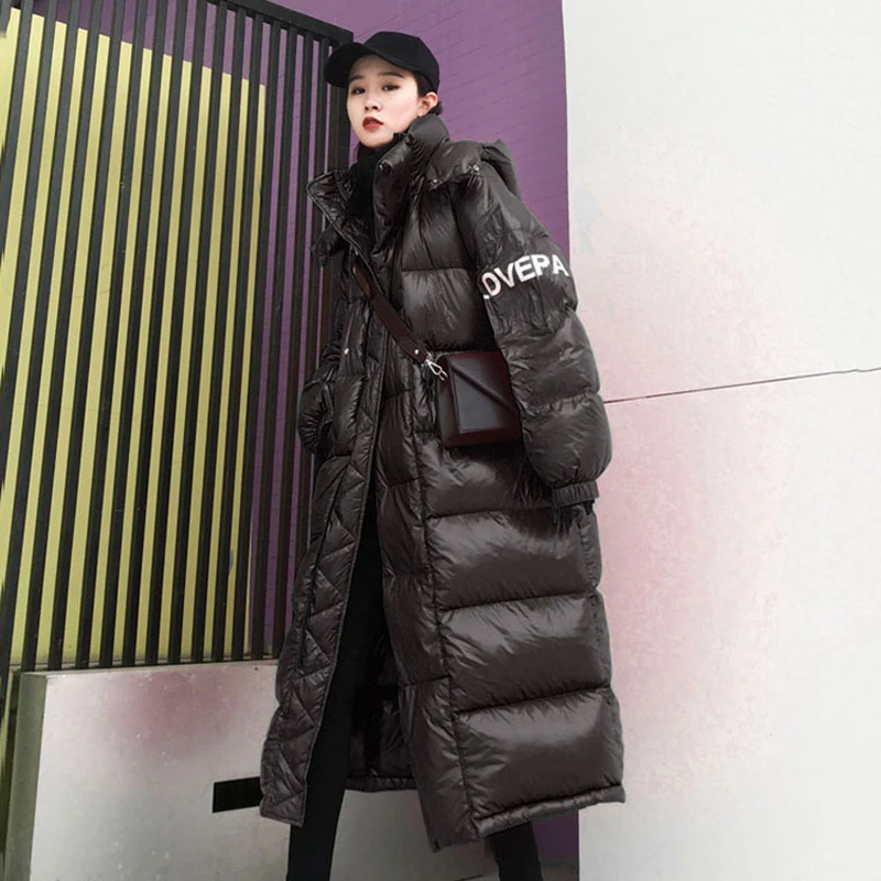 ZURICHOUSE зимнее пальто Женская длинная стеганая куртка парка с капюшоном теплая верхняя одежда плюс размер свободный глянцевый Зимний пуховик для женщин