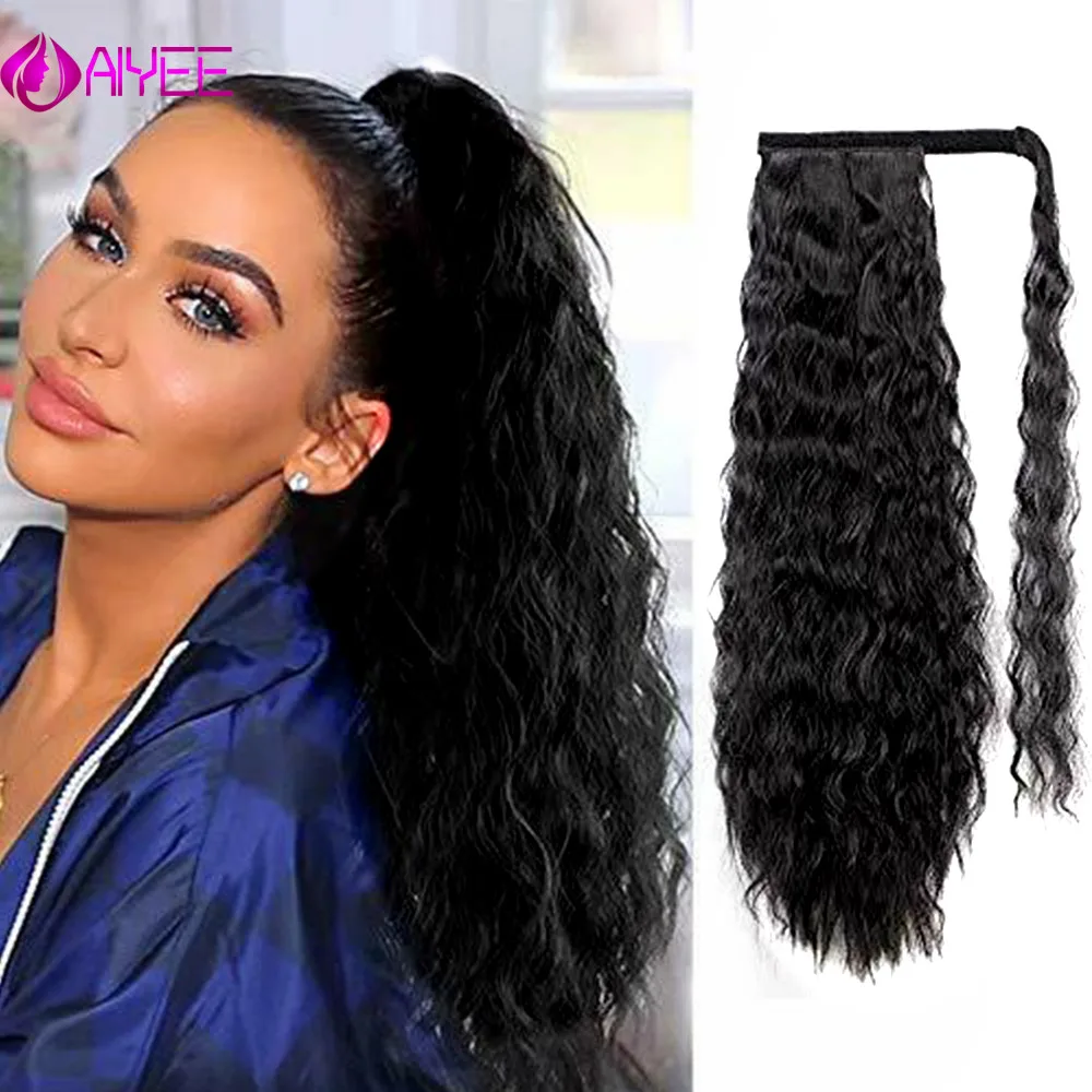 

AIYEE Ponytail Hair Extension Fake Ponytail Hairpiece For Women Black Brown Tail Hair Extension Hairlong Kinky Curly Drawstring