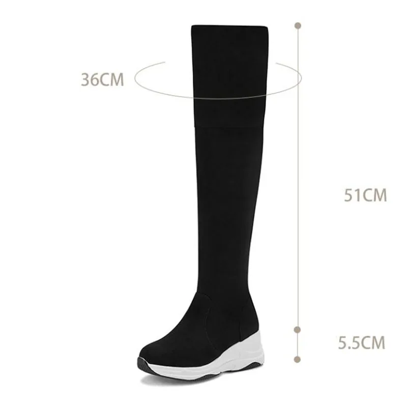 Taoffen/женские Сапоги выше колена из натуральной кожи на танкетке; модная пикантная зимняя обувь на молнии на платформе; женская повседневная обувь; botas; размеры 34-40