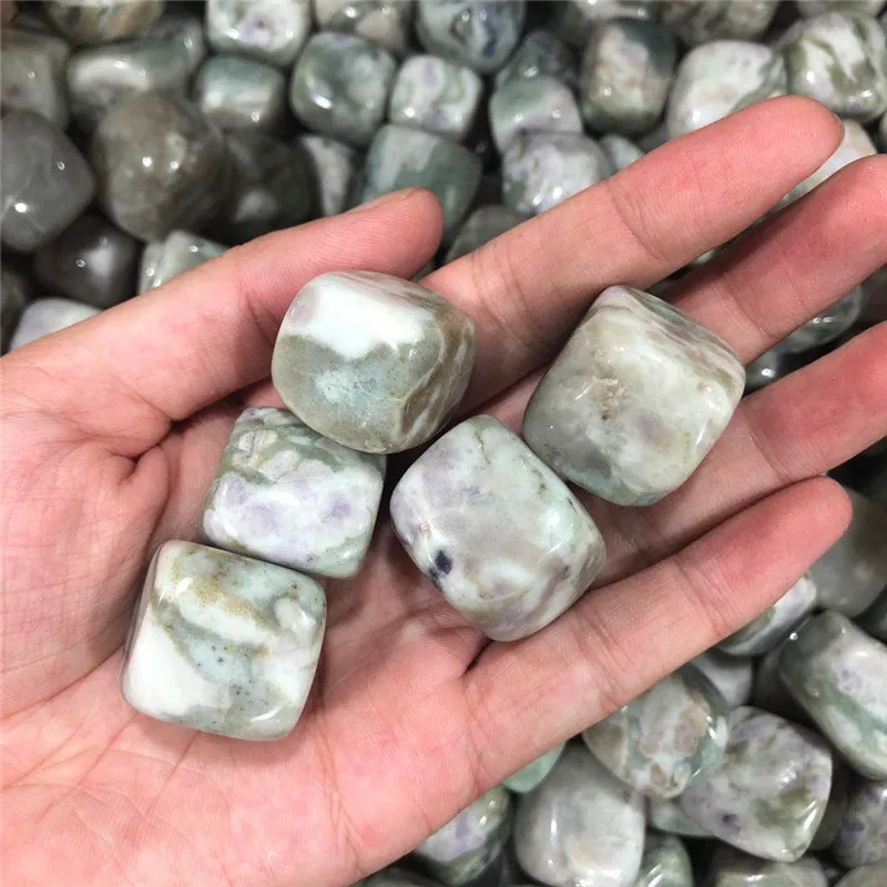 100g Natural Green Emerald Auspicious Jade Crystal Tumbled Polished Stones Decor Natural Stones and Minerals 6