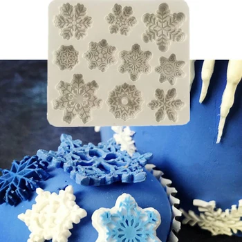 

DIY Silicone Baking Fondant Cake Molds Christmas 3D Snowflake Shape Cake Mold For Kicken Accessories cake decorating tools