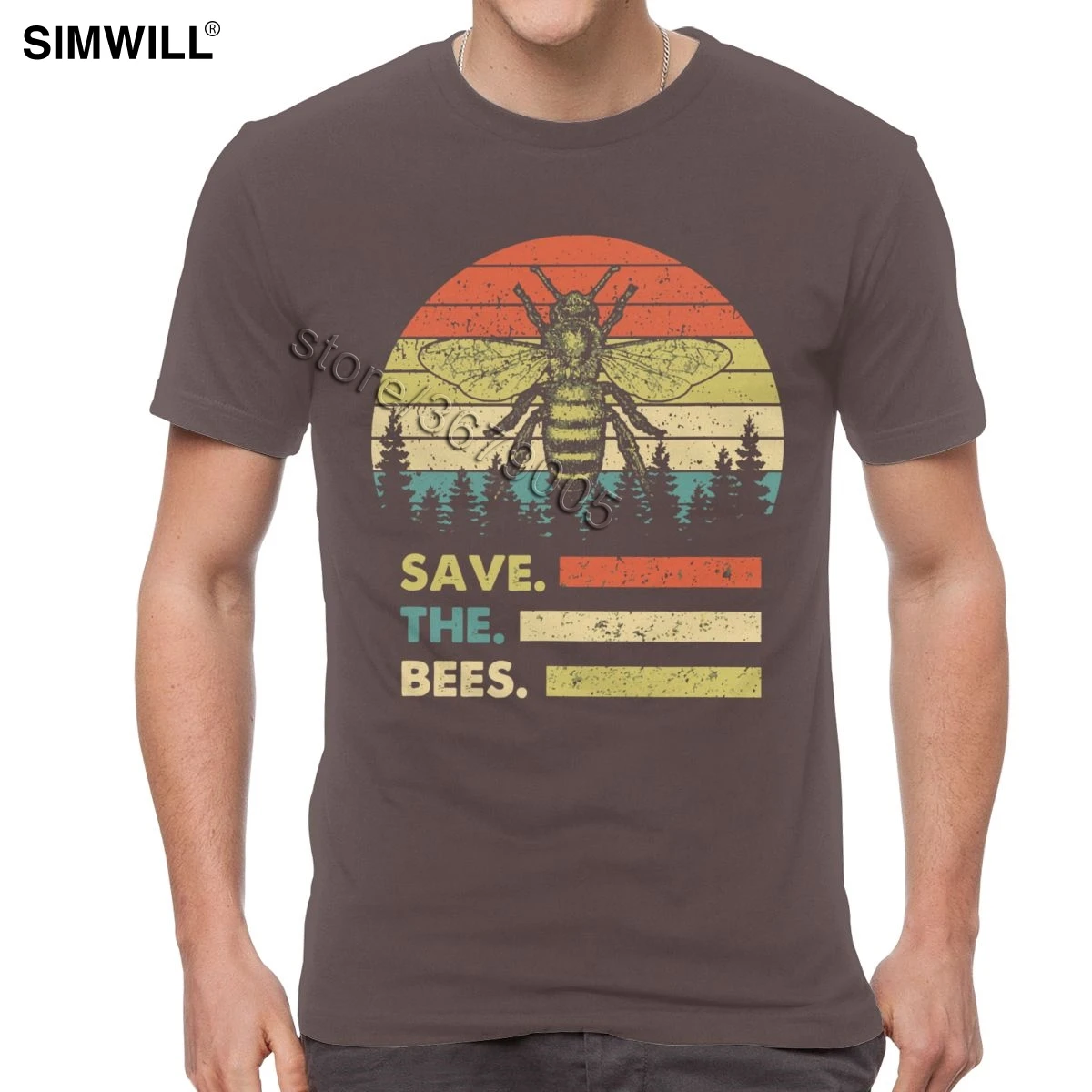 Urban vintage Save The Bee, Мужская футболка, хлопок, пчелиный хранитель, футболки, короткий рукав, летняя футболка, проблемная, с графическим принтом, футболка «honey» - Цвет: Коричневый