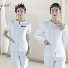 Пластиковый хирургический костюм больничной медсестры униформа белый костюм спа оздоровительный салон униформа одежда лабораторное пальто/Доктор