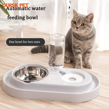 

Non-Slip Dog Bowl 2 In 1 PP Stainless Steel Automatic Water Dispenser Feeder Pet Dog Cat Drinker Cute Pet Food Container