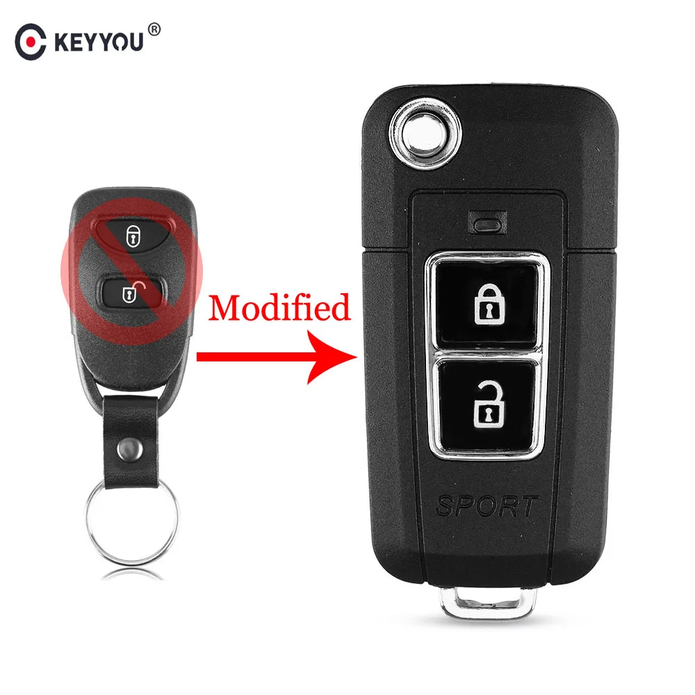 KEYYOU модифицированный чехол для Hyundai Tucson ix35 Elantra Accent SANTA FE с 2 кнопками откидной