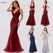 Ever Pretty, Сексуальные вечерние платья с v-образным вырезом, расшитые блестками, с разрезом по бокам, EP00910NB, элегантные вечерние платья, платья Русалочки, Abendkleider