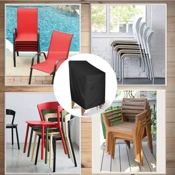 

Patio Chair Cover Stackable Dustproof With Storage Bag Home Reusable High Back Folding Garden Outdoor Waterproof Rain Proof Yard