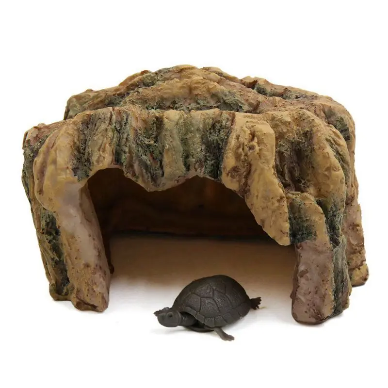 ELEG-Turtles рептилии Смола скрывает дома пещера орнамент среда обитания для аквариума