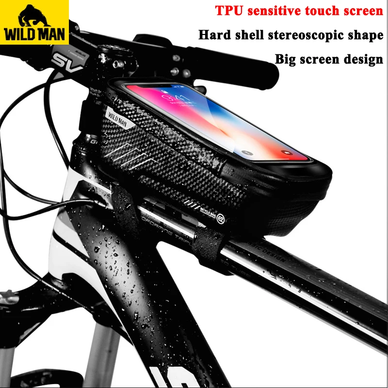 

WILD MAN Waterproof MTB Bike Bag Front Frame Top Tube Bicycle Bag Touch Screen Phone Case Anti Pressure Cycling Accessories