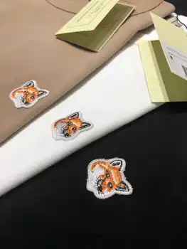 

2020 Spring Summer Fox Embroidery Round O Neck Basic Simple Short Sleeve T-shirt for Women Men
