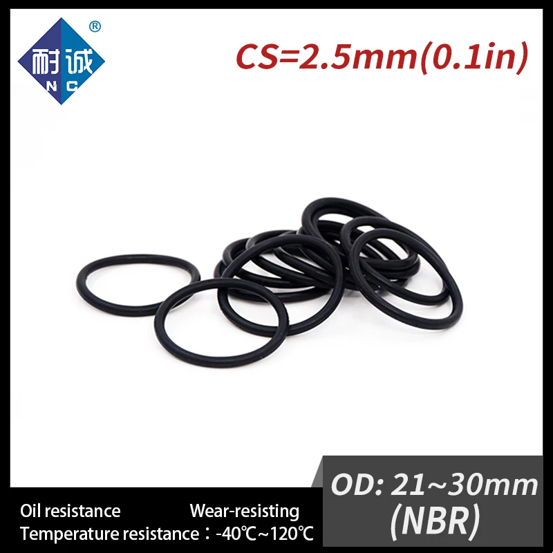 10 개/몫 고무 검정색 NBR 두께 CS2.5 OD21/22/23/24/25/26/27/28/29/30*2.5mm O 링 가스켓 내유성 방수.-.