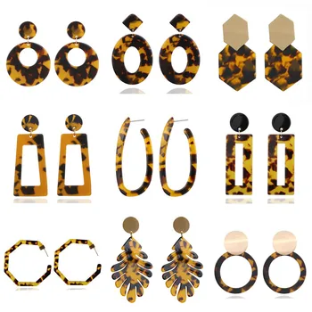 

LETAPI Bohemia Acrylic Resin Drop Earrings for Women Leopard Print Round Dangle Earrings Boho Fashion Female Jewelry