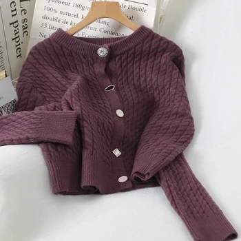 

New Spring and Winter Celebrity Irregular Single Breasted Twist Sweater Cardigan Coat Women Small Fragrant Short Sweater Jacket