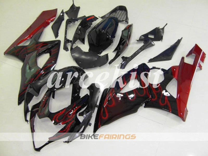 

4Gifts New ABS Motorcycle Full Fairings Kit Fit for Suzuki GSX-R1000 K5 2005 2006 GSXR1000 05 06 bodywork set Flame red
