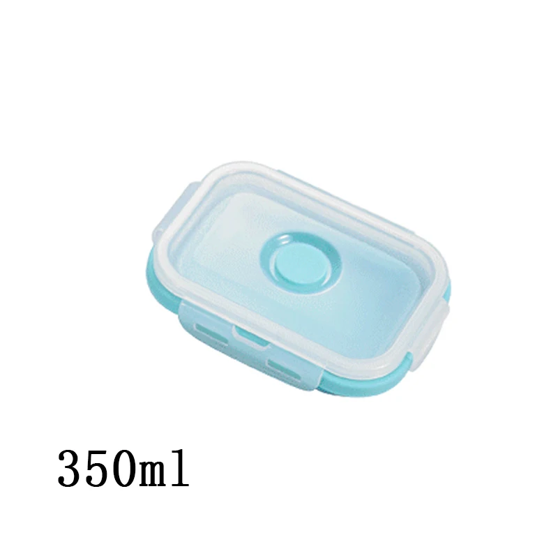 Silicone Collapsible Lunch Box Food Storage Container Bento Microwavable Portable Picnic Outdoor Camping Lunch Box - Цвет: 350ml blue