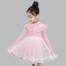 Платье принцессы для девочек, кружевное детское платье платья с длинными рукавами детская сетчатая одежда осенняя одежда для девочек 6, 8, 12 лет