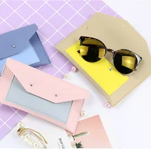 

2021 Fashion Lychee Pattern Color Matching New Pu Glasses Bag Personalized Portable Compression-Resistant Leather Sunglasses Bag