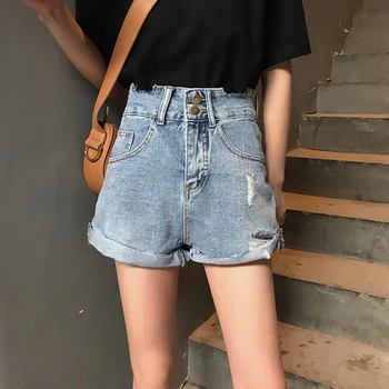 

Make firm offers! Han edition show thin joker tall waist torn loose edge chic denim shorts