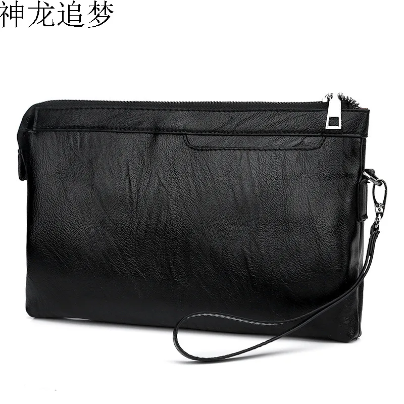 

Men Clutch bag PU Leather Envelopes Handbag Men Casual mobile phone Bag Day Clutches Bag Zipper Wristlet men purse cigarette box