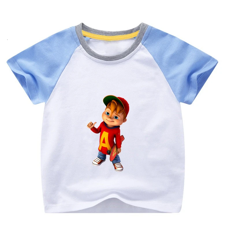 Футболка для мальчиков и девочек с изображением Алвина и чипмункса смешной расцветки детские топы с круглым вырезом, Детская футболка с рисунком одежда для малышей - Цвет: as picture