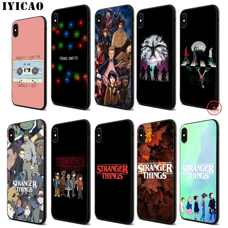 IYICAO странные вещи Мягкий Черный силиконовый чехол для iPhone 11 Pro Xr Xs Max X или 10 8 7 6 6S Plus