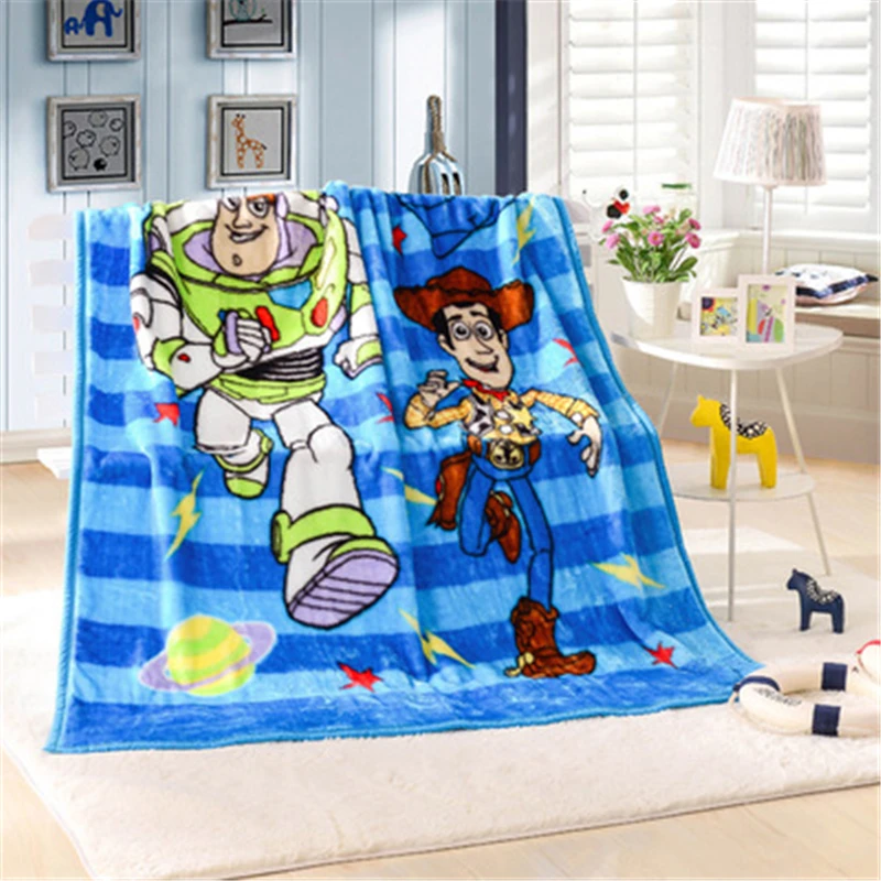 

Cute Buzz Lightyear Raschel Blanket Kids Toy Story Travel Blanket Woody Throw on Sofa Bed Comfortable Plane Rug Manta as Gifts